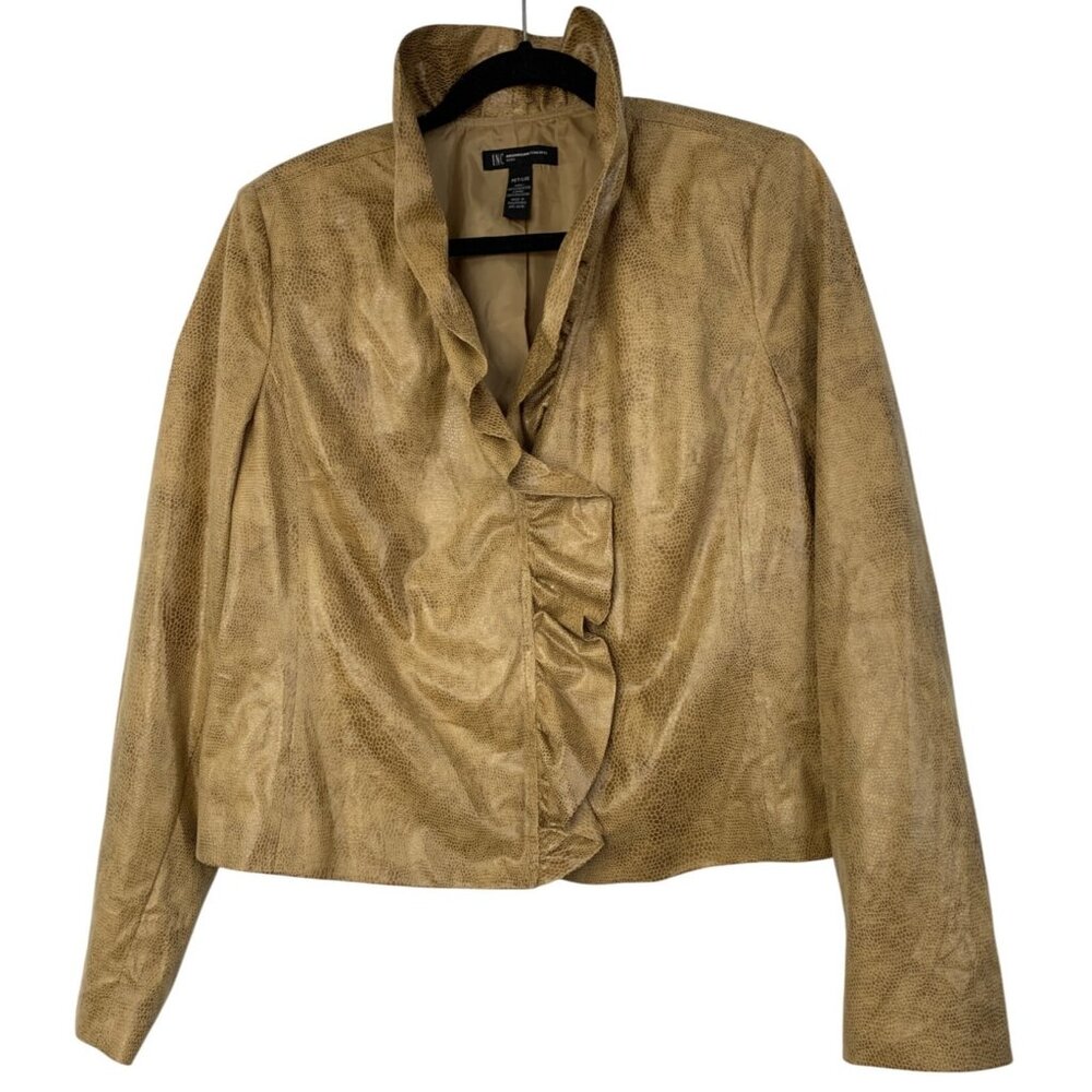 Inc International Concepts Python Lightweight Jacket Size L Petite Snap Ruffle